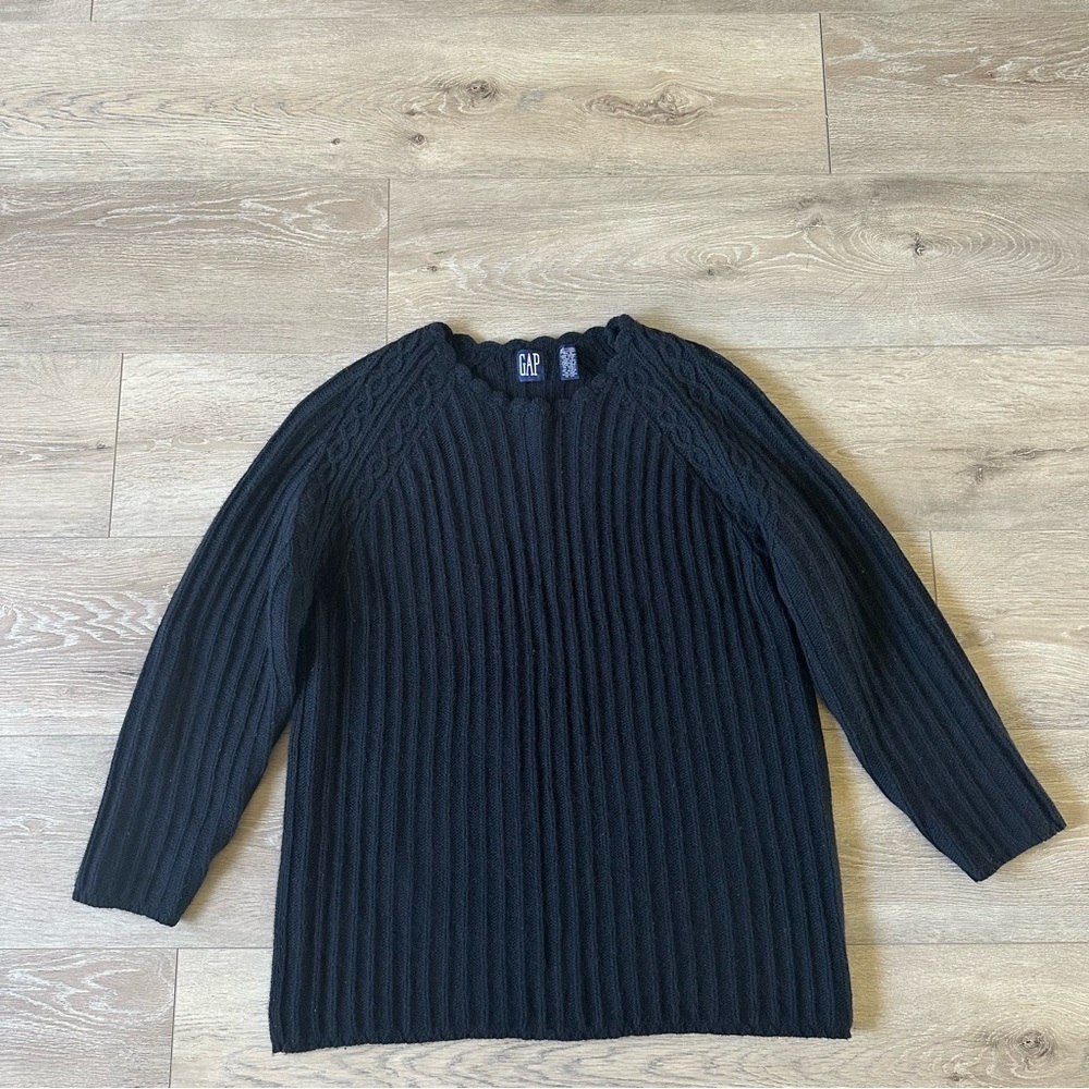 Vintage GAP Black Knit Wool Sweater M - Picture 3 of 4